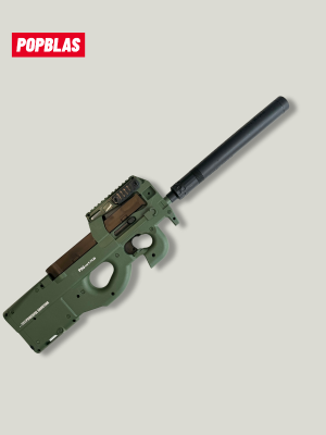 Automatic Gel blaster gun — TOY GUN P90 With Spring Compression Magazine Fully Automatic / Semi-Automatic. Grenade Launcher | Stress Relief Toy | Not for Indoor Use | For Adults Only