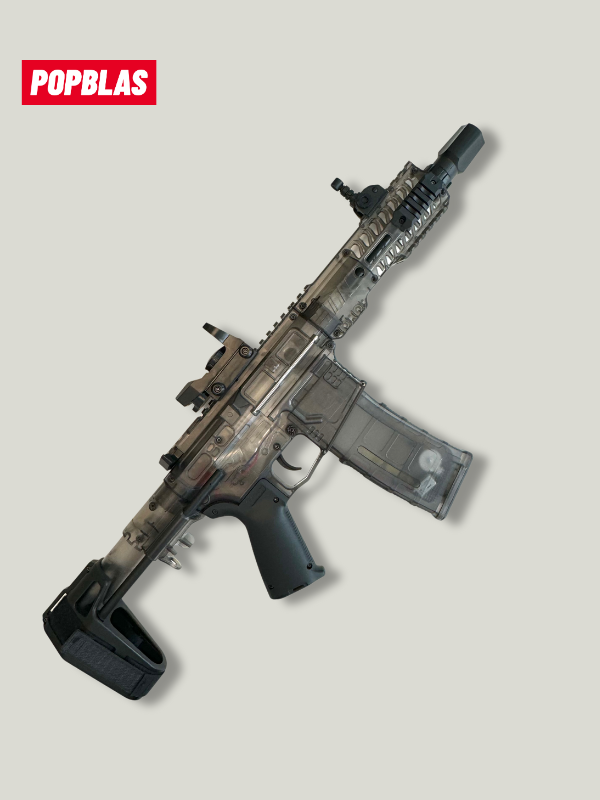 Automatic Gel blaster gun – SLR High Speed Electric TOY GUN, New Color with Frosted Black Transparent Texture Made of high quality materials — Acrylic Fully Automatic / Semi-Automatic. Grenade Launcher | Stress Relief Toy | Not for Indoor Use | For Adults Only